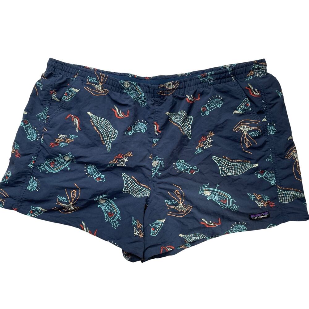 Patagonia Baggies Tidepool Blue Nylon Swim Shorts Sz 2XL Men's
